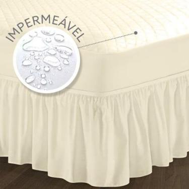 Imagem de Capa para Colchão Impermeável Matelada Casal Padrão Palha + Saia box -