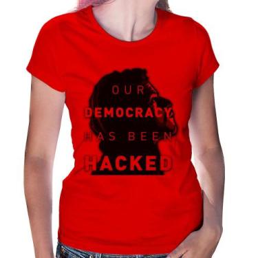 Imagem de Baby Look Our Democracy Has Been Hacked - Foca na Moda, Vermelho, P