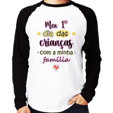 Imagem de Camiseta Raglan Meu primeiro dia das crianças (rosa) Manga Longa - Foc