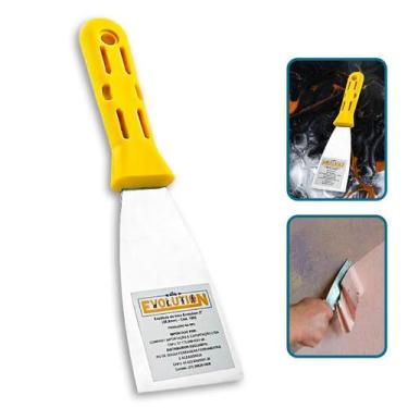 Imagem de Espátula de Aço Inox Evolution Cabo Amarelo Vários Tamanhos Aplicação 
