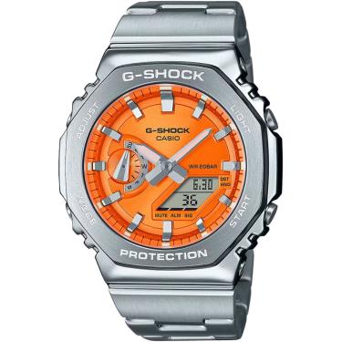 Imagem de Relógio CASIO G-SHOK masculino prata laranja GM-2110D-4ADR