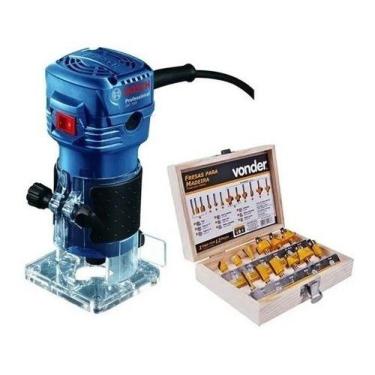Imagem de Tupia Bosch Gkf 550 550w 220v + Kit Fresas P/ Madeira 12 Pcs