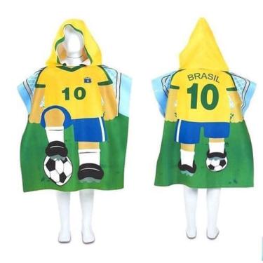 Imagem de Poncho Toalha De Praia Infantil Com Capuz Brasil