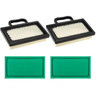 Imagem de Pacote com 2 filtros de ar 499486S 698754 para motor Briggs and Stratton 18-26 HP Intek V-Twins John Deere Husqvarna Trator cortador de grama com pré-limpador 273638s