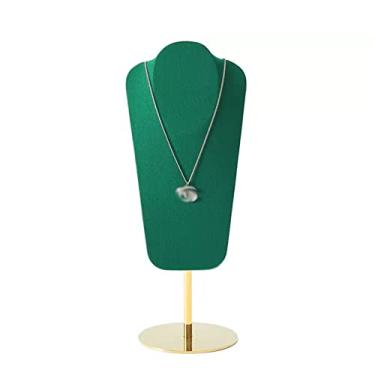 Imagem de Porta-joias Elegante colar de veludo verde 3D de 14" para exibição de joias, modelo de busto, para armazenamento em casa (cômoda/prateleiras) e negócios (showroom/feira) Organizador de estande de joia