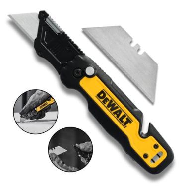 Imagem de Estilete Profissional Dewalt Trapezoidal Dobrável + 1 Lâmina Industria