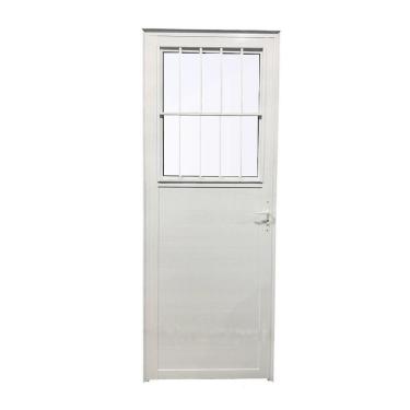 Imagem de Porta Social Lambril De Alumínio 210 X 80cm Linha 25 Lado Esquerdo Esquadrias Bergamo Branco