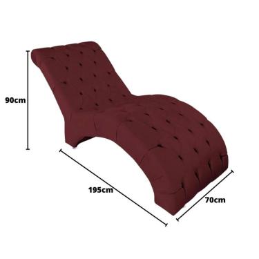 Imagem de Recamier Maca Estofada Espreguiçadeira Para Sala E Cliníca Estética Veludo Talita Cor:bordô