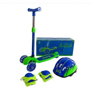 Imagem de Patinete Sport Verde Azul + Kit Proteção