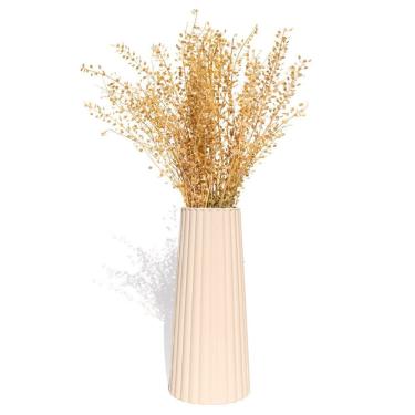 Imagem de Vaso Solitário Listras 17,5x7,5cm Artesanal Em Cimento Palha