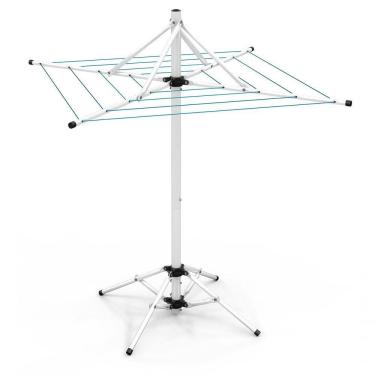 Imagem de Varal De Chão Aço Carbono Retrátil Giratório Reforçado 4 Cordas Durável Varal Sul