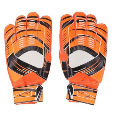 Imagem de Luvas de goleiro de futebol profissional Respirável resistente ao desgaste Strong Grip Shock Absorbing Latex Palm Ajustável Hook Loop Wrist Design Finger Protection System para (Laranja)