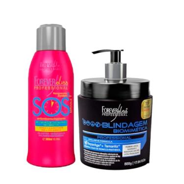 Imagem de Kit Máscara Forever Liss Blindagem Biomimética 500g + Tratamento Reconstrutor Forever Liss SOS 300ml