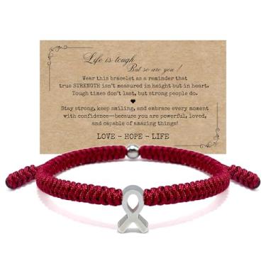 Imagem de LAMIBEE Pulseira para uma causa, pulseira de fita de conscientização, pulseiras ficam bem em breve, pulseira de cordão de surfista de proteção para homens, mulheres estilo amuleto boho, Medium, Não