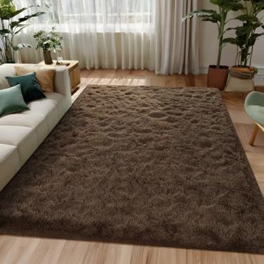 Imagem de FALARK Tapetes castanho-claro para sala de estar, quarto, 1,2 x 1,8 m, tapete felpudo macio para cabeceira, interior, para crianças, meninas, meninos, bebês, adolescentes, berçário, decoração de casa