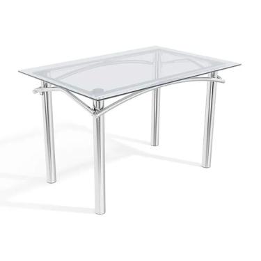 Imagem de Mesa de Sala Jantar Elba c/ Tampo de Vidro 120cm Cromada - Kappesberg