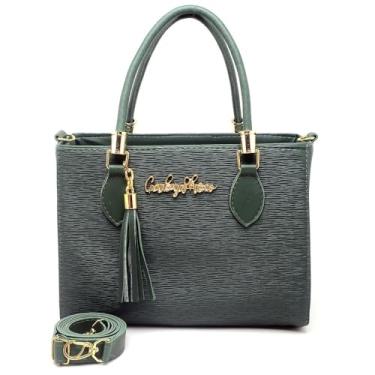 Imagem de Bolsa Feminina Tiracolo Transversal de Couro Sintético Pequena 26cm – Elegante, Casual e Executiva, com Alça Regulável (VERDE)
