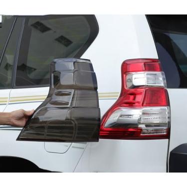 Imagem de TENWIND Capa de lanterna traseira de carro compatível com Toyota Land Cruiser Prado 2014-2017 Lâmpada traseira traseira fumê decorativa guarnição de proteção transparente cinza pacote com 2