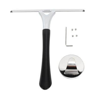 Imagem de Chuveiro Squeegee Aço inoxidável Ferramenta de limpador de janelas multifuncionais para portas de vidro Espelhe a limpeza do banheiro, alça de plástico durável 22,5 x 24cm