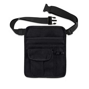 Imagem de Avental de garçonete, aventais de servidor, bolsa de restaurante, cintura para dinheiro, avental com bolsos, suporte para tablet e fivela de cinto ajustável para mulheres e homens, Preto, G