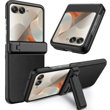 Imagem de NINKI Capa para Motorola Razr 2025/2024 com proteção de dobradiça, protetor de tela com suporte ultrafino Razr 60/50 capa resistente à prova de choque para Moto Razr 2025/2024 preta