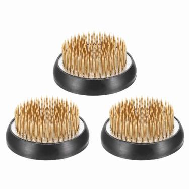 Imagem de PATIKIL 3 peças de sapos florais Kenzan, suporte redondo de arranjo de flores de latão de 5 cm, ferramenta fixa de pino arranjador para vaso de mesa, casamento, decoração de casa, cor latão/preto