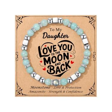 Imagem de JoycuFF Presentes para mulheres, pulseiras de contas de aço inoxidável com pedras da lua, presentes de Natal, Dia das Mães, Dia das Mães, presentes de aniversário para mulheres, Adjustable(7-9 Inches