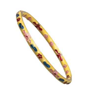 Imagem de Only My Live Home Pulseira fina esmaltada vintage Cloisonne, pulseiras coloridas artesanais tradicionais chinesas ICH para acessórios femininos, Inner Diameter 2.36 inch wide 0.12 inch about