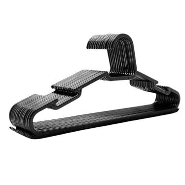 Imagem de Kit 10 Cabides Pretos Adulto Plástico Resistente para Roupas | Organização de Guarda-Roupa e Loja