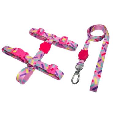 Imagem de Coleira Peitoral H Anti Puxão e Guia 1,10m para Cachorro Varias Estampas(Confete,M)