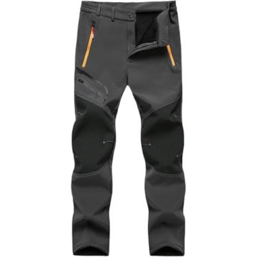 Imagem de Homens Plus Size Inverno Softshell Fleece Calças Ao Ar Livre Trekking Peixe Acampamento Escalada Caminhadas Esqui Quente, Gray, 4XL