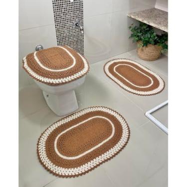 Imagem de Jogo De Banheiro Em Croche 3 Peças Ipê Artesanal (Ferrugem)