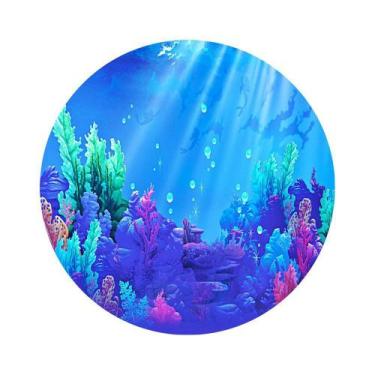 Imagem de Painel De Tecido Sublimado Redondo Pequena Sereia Fundo do Mar C/Elást