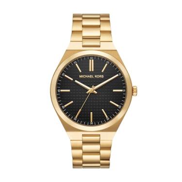 Imagem de Michael Kors Relógio masculino Lennox com três ponteiros em aço inoxidável dourado (modelo: MK9226)