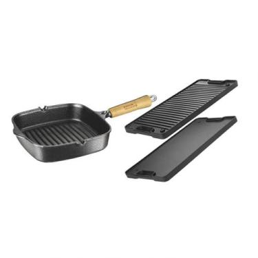 Imagem de Kit Chapa Dupla Face Alça De Ferro E Frigideira Cook Grill - FUMIL