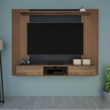 Imagem de Painel Nevada Pinho Ripado C/ Preto Para Tvs De Até 75" 2 Portas - ART