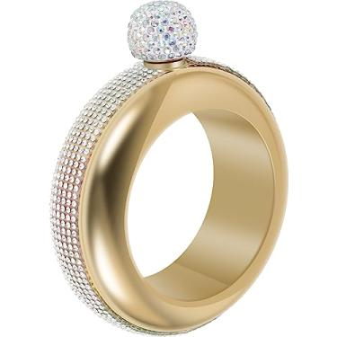 Imagem de Cantil de pulseira de aço inoxidável 304 fofo com tampa de strass, frasco de 100 ml, pulseira para mulheres, meninas, dança, festa, aniversário, clube, suprimentos (dourado)