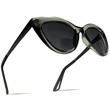 Imagem de SAMBA SHADES Óculos de sol bifocais incorporados para leitura, na moda, olho de gato, óculos de sol para leitura de grandes dimensões, para mulher, verde, L