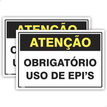 Imagem de 2 Placas Atenção Obrigatório Uso De Epi 30x20 cm Sinalização - SPORTIN