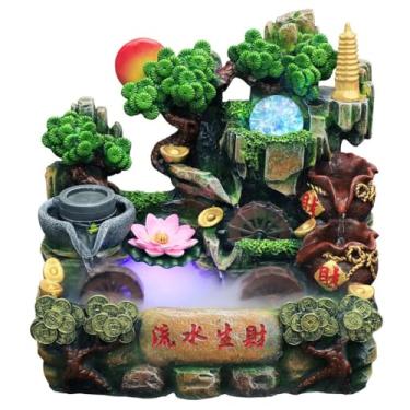 Imagem de XFNVXC Fonte decorativa para uso interno, fonte de mesa, fonte de resina de água corrente para escritório, ornamentos de mesa, umidificador, fonte de jardim ornamental, casa