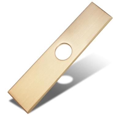 Imagem de PHITUODA Placa de torneira Tampa do furo da torneira da pia da cozinha 25,5 cm 1 ou 3 furos tampa retangular longa placa de convés placas de cobertura de encanamento para cozinha banheiro, ouro