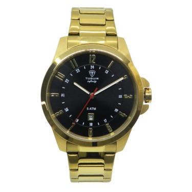 Imagem de Relógio Masculino de Aço Tuguir Analógico Infinity 6117H Dourado e Preto