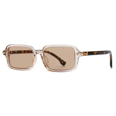 Imagem de Óculos de Sol Rivets Feminino UV400 Masculino com Lentes Transparentes e Armação para Esportes ao Ar Livre, Corrida e Ciclismo, Cor Champagne/Chá Leve