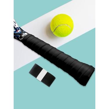 Imagem de 6 fitas de aderência para raquete de tênis - aderência de tênis pré-cortada e seca - fitas de aderência para tênis (preto)