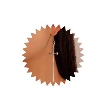 Imagem de Aneneiceera Brincos de cruz gótica prata longa borla crucifixo brincos pendentes vintage de espada cruz brincos de declaração boate brincos de formatura joias presentes para mulheres, Metal Prata