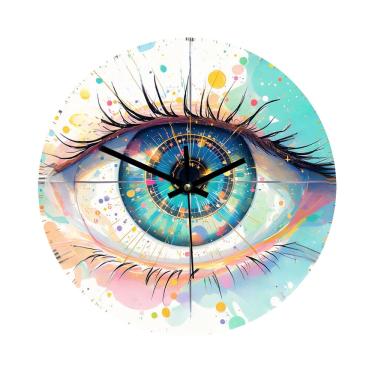 Imagem de Relógio de parede com design de olhos artístico de 10 polegadas com toque colorido