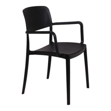 Imagem de Cadeira Tramontina Marta Com Braços Preta Empilhável Em Polipropileno Com Proteção Antimicrobiana
