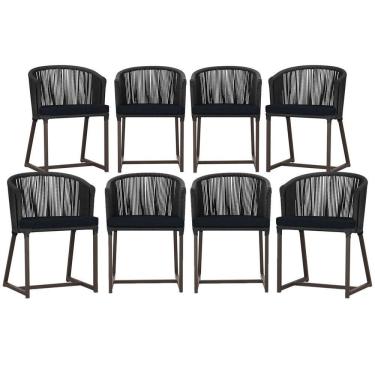 Imagem de 8 Cadeiras De Jantar área Noronha Marrom E12 Trama Original Preto