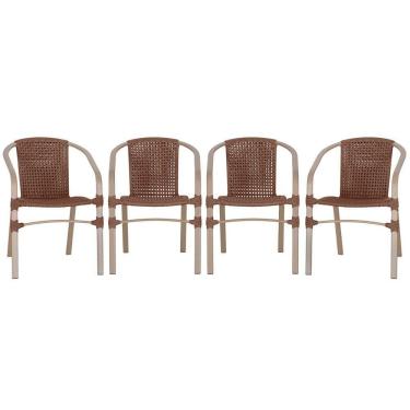 Imagem de 04 Cadeiras Floripa Aluminio Pintura Fendi Trama Marrom