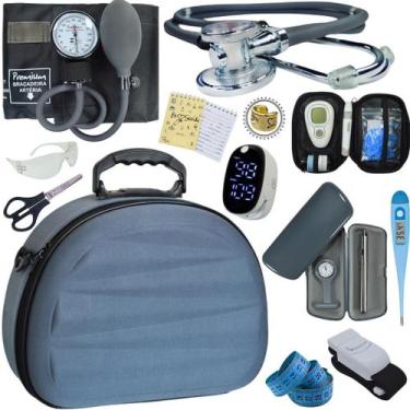 Imagem de Kit Enfermagem Maleta Super Luxo Aparelho Pressao Estetoscopio Aneroid
